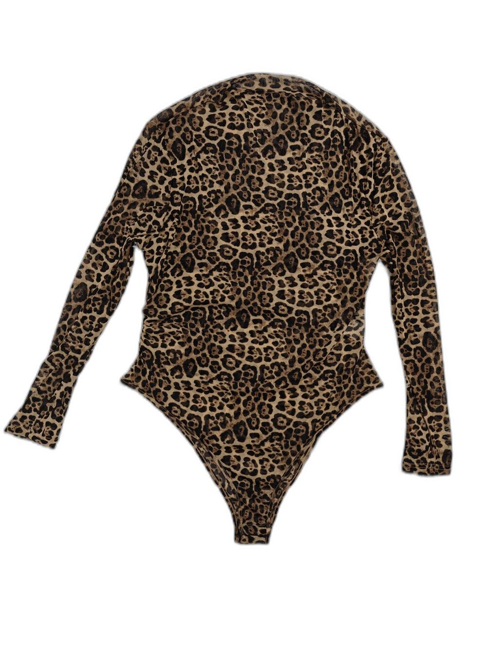 Women SHEIN CURVE Bodysuit Brown Leopard Print 1XL